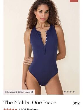 Andie Navy Button-Front One-Piece Swimsuit